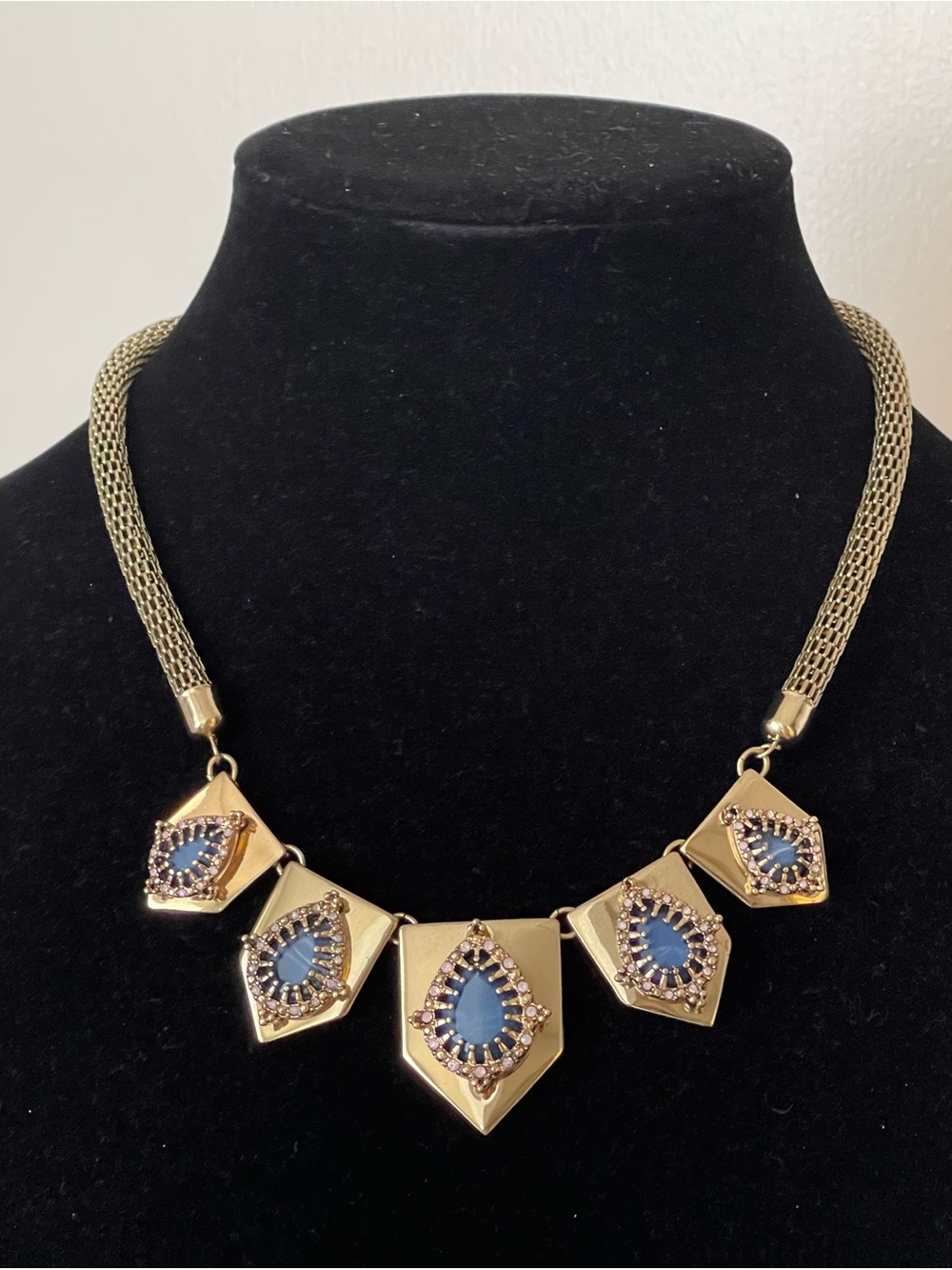 Ann Taylor Gold-Tone Necklace with Blue Accents